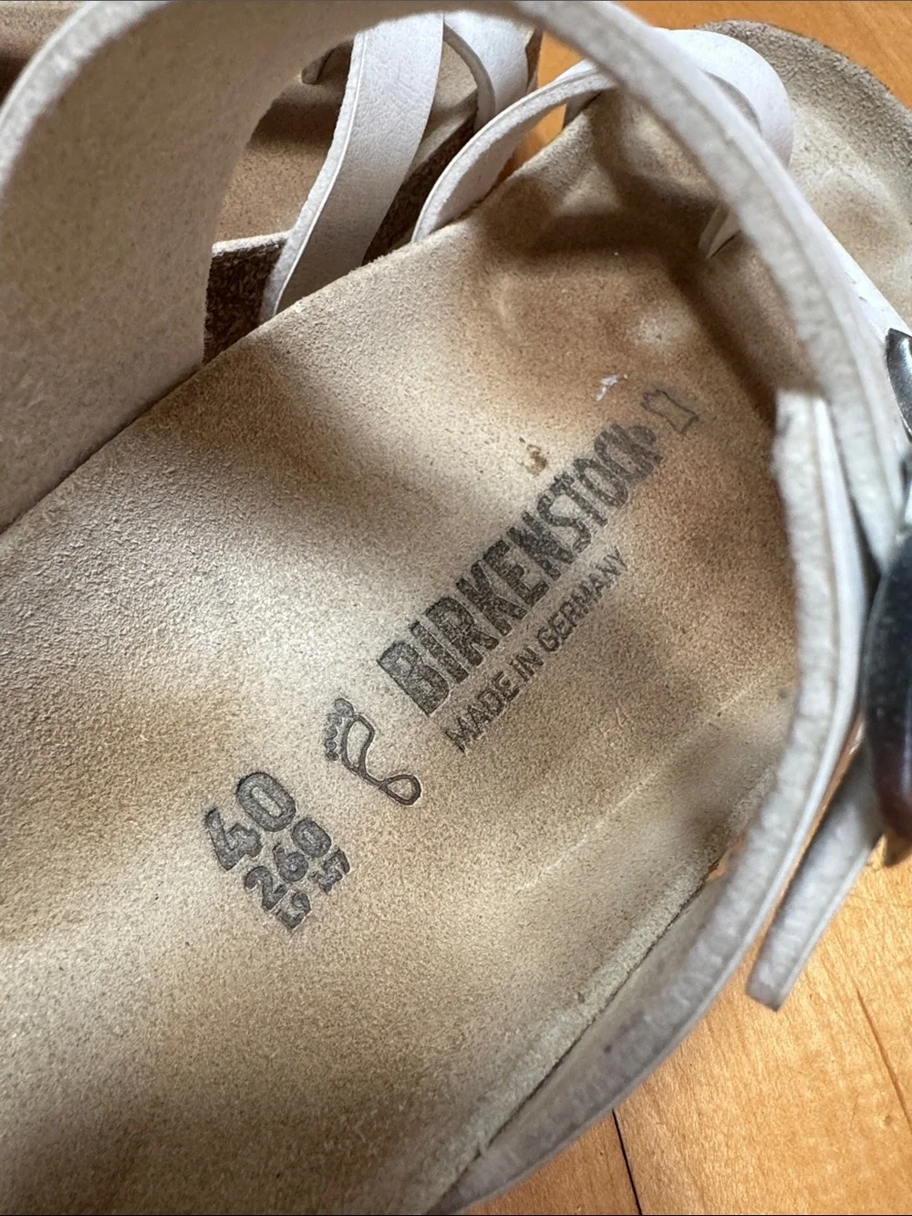 Birkenstock White Mayari-Style Leather Strap Sandals